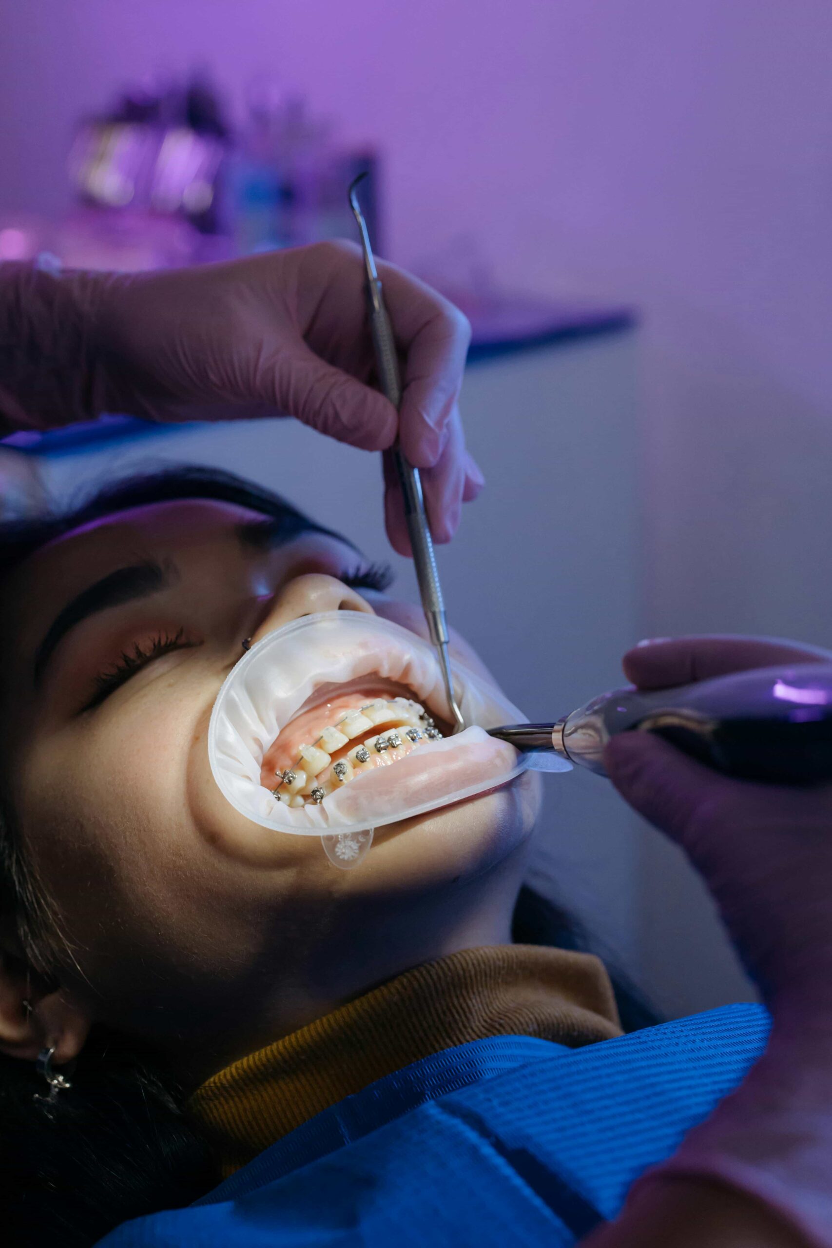 girl getting braces