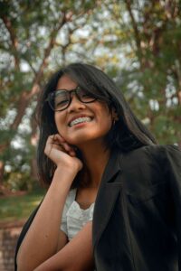 girl wearing metal braces